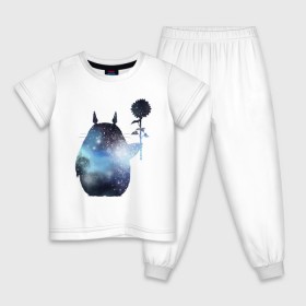 Детская пижама хлопок с принтом Аниме Мой сосед Тоторо , 100% хлопок |  брюки и футболка прямого кроя, без карманов, на брюках мягкая резинка на поясе и по низу штанин
 | 