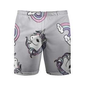 Мужские шорты спортивные с принтом Радужный единорог ,  |  | unicorn | единорог | лошади | лошадь | пони | радуга
