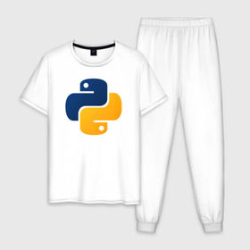 Мужская пижама хлопок с принтом Python , 100% хлопок | брюки и футболка прямого кроя, без карманов, на брюках мягкая резинка на поясе и по низу штанин
 | Тематика изображения на принте: code | codes | pyhton | код | коды | питон | программирование | язык программирования