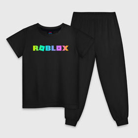 Детская пижама хлопок с принтом ROBLOX , 100% хлопок |  брюки и футболка прямого кроя, без карманов, на брюках мягкая резинка на поясе и по низу штанин
 | Тематика изображения на принте: roblox | игра | компьютерная игра | логотип | онлайн | онлайн игра | роблакс | роблокс