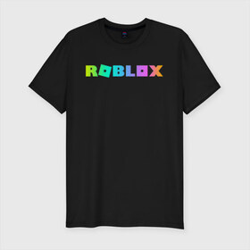 Мужская футболка премиум с принтом ROBLOX , 92% хлопок, 8% лайкра | приталенный силуэт, круглый вырез ворота, длина до линии бедра, короткий рукав | roblox | игра | компьютерная игра | логотип | онлайн | онлайн игра | роблакс | роблокс