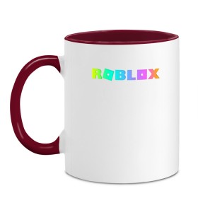 Кружка двухцветная с принтом ROBLOX , керамика | объем — 330 мл, диаметр — 80 мм. Цветная ручка и кайма сверху, в некоторых цветах — вся внутренняя часть | roblox | игра | компьютерная игра | логотип | онлайн | онлайн игра | роблакс | роблокс