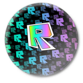Значок с принтом ROBLOX ,  металл | круглая форма, металлическая застежка в виде булавки | roblox | игра | компьютерная игра | логотип | онлайн | онлайн игра | роблакс | роблокс