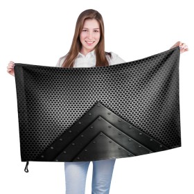 Флаг 3D с принтом Броня металлическая , 100% полиэстер | плотность ткани — 95 г/м2, размер — 67 х 109 см. Принт наносится с одной стороны | абстракция | броня | геометрия | железо | кольчуга | конус | круги | линии | металл | полосы | сетка | сталь | текстура | треугольник