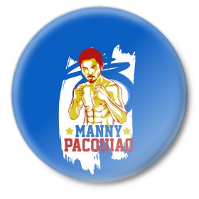 Значок с принтом Manny Pacquiao ,  металл | круглая форма, металлическая застежка в виде булавки | Тематика изображения на принте: manny pacquiao | pac man | pacquiao | бокс | мэнни пакьяо | пакьяо