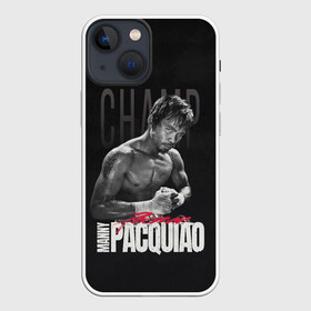 Чехол для iPhone 13 mini с принтом Manny Pacquiao ,  |  | Тематика изображения на принте: manny pacquiao | pac man | pacquiao | бокс | мэнни пакьяо | пакьяо