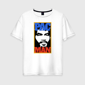 Женская футболка хлопок Oversize с принтом Pac Man , 100% хлопок | свободный крой, круглый ворот, спущенный рукав, длина до линии бедер
 | manny pacquiao | pac man | pacquiao | бокс | мэнни пакьяо | пакьяо