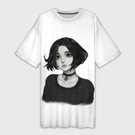 Платье-футболка 3D с принтом Девушка Думер ,  |  | doomer | doomer girl | trad girl | девушка | девушка думер | думер | мем | мемы