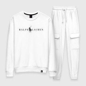 Женский костюм хлопок с принтом Ralph Lauren , 100% хлопок | на свитшоте круглая горловина, мягкая резинка по низу. Брюки заужены к низу, на них два вида карманов: два 