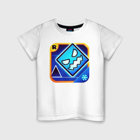 Детская футболка хлопок с принтом Geometry Dash , 100% хлопок | круглый вырез горловины, полуприлегающий силуэт, длина до линии бедер | аркада | платформер