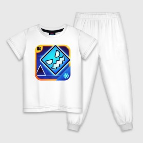 Детская пижама хлопок с принтом Geometry Dash , 100% хлопок |  брюки и футболка прямого кроя, без карманов, на брюках мягкая резинка на поясе и по низу штанин
 | аркада | платформер