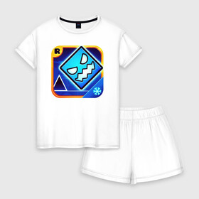 Женская пижама с шортиками хлопок с принтом Geometry Dash , 100% хлопок | футболка прямого кроя, шорты свободные с широкой мягкой резинкой | аркада | платформер