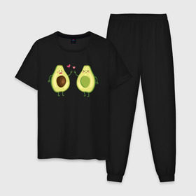 Мужская пижама хлопок с принтом Авокадо. , 100% хлопок | брюки и футболка прямого кроя, без карманов, на брюках мягкая резинка на поясе и по низу штанин
 | авокадо | веган | еда блогеров | любовь | мемы | минимализм | прикольные картинки | прикольные надписи | растение | смешное авокадо | фрукт