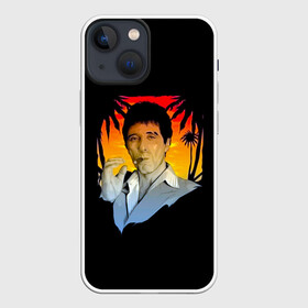 Чехол для iPhone 13 mini с принтом Тони Монтана ,  |  | Тематика изображения на принте: criminal | gangster | mafia | tony montana | актер | аль пачино | банда | бандит | гангстер | кино | костюм | крестный отец | криминал | лицо со шрамом | мафия | пальмы | парню | прикольная | природа | тони монтана