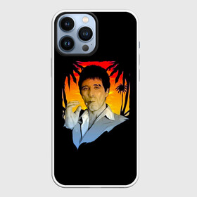 Чехол для iPhone 13 Pro Max с принтом Тони Монтана ,  |  | criminal | gangster | mafia | tony montana | актер | аль пачино | банда | бандит | гангстер | кино | костюм | крестный отец | криминал | лицо со шрамом | мафия | пальмы | парню | прикольная | природа | тони монтана