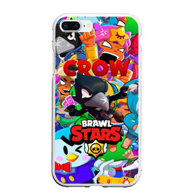 Чехол для iPhone 7Plus/8 Plus матовый с принтом BRAWL STARS CROW , Силикон | Область печати: задняя сторона чехла, без боковых панелей | 8 bit | 8 бит | bibi | brawl stars | crow | el brown | leon | leon shark | max | mr.p | sally leon | shark | stars | virus | werewolf | акула | биби | вирус | ворон | леон | оборотень | пингвин