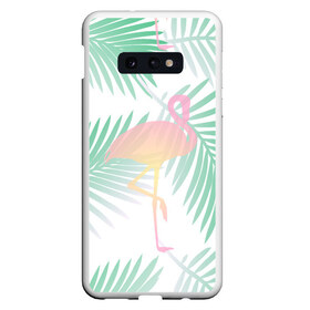 Чехол для Samsung S10E с принтом Фламинго в джунглях , Силикон | Область печати: задняя сторона чехла, без боковых панелей | арт | джунгли | лес | леса | пальма | пальмы | папоротник | розовый фламинго | фламинго