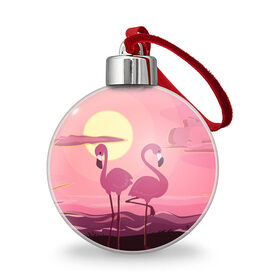 Ёлочный шар с принтом фламинго , Пластик | Диаметр: 77 мм | Тематика изображения на принте: flamingo | pink | арт | животные | искусство | картина | пейзаж | природа | пруд | рисунок | розовый | фламинго