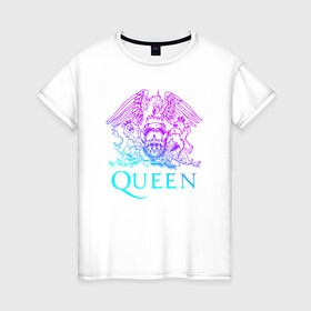 Женская футболка хлопок с принтом QUEEN , 100% хлопок | прямой крой, круглый вырез горловины, длина до линии бедер, слегка спущенное плечо | queen | rock | брайан мэи | группа queen | группа квин | джон дикон | квин | королева | король | роджер тейлор | рок | фредди меркьюри