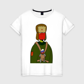 Женская футболка хлопок с принтом СountryHumans - Россия , 100% хлопок | прямой крой, круглый вырез горловины, длина до линии бедер, слегка спущенное плечо | country humans | интернет приколы | мемы | прикольные картинки | россия | сountryhumans | ссср