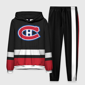 Мужской костюм 3D (с толстовкой) с принтом Монреаль Канадиенс ,  |  | canadiens | hockey | montreal | montreal canadiens | nhl | usa | канадиенс | монреаль | монреаль канадиенс | нхл | спорт | сша | хоккей | шайба