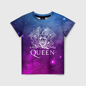 Детская футболка 3D с принтом QUEEN , 100% гипоаллергенный полиэфир | прямой крой, круглый вырез горловины, длина до линии бедер, чуть спущенное плечо, ткань немного тянется | queen | rock | брайан мэи | группа queen | группа квин | джон дикон | квин | королева | король | роджер тейлор | рок | фредди меркьюри