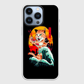 Чехол для iPhone 13 Pro с принтом Котейка ,  |  | Тематика изображения на принте: animal | anime | art | cat | japan | meme | samurai | аниме | арт | волна | животное | закат | иероглефы | кот | кошка | мем | прикол | прикольная | природа | сакура | самурай | суши | юмор | япония