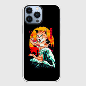 Чехол для iPhone 13 Pro Max с принтом Котейка ,  |  | Тематика изображения на принте: animal | anime | art | cat | japan | meme | samurai | аниме | арт | волна | животное | закат | иероглефы | кот | кошка | мем | прикол | прикольная | природа | сакура | самурай | суши | юмор | япония