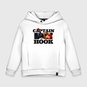 Детское худи Oversize хлопок с принтом Captain Hook , френч-терри — 70% хлопок, 30% полиэстер. Мягкий теплый начес внутри —100% хлопок | боковые карманы, эластичные манжеты и нижняя кромка, капюшон на магнитной кнопке | captain hook | roy jones | roy levesta jones | бокс | капитан хук | рой джонс