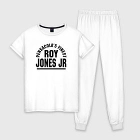 Женская пижама хлопок с принтом Roy Jones Jr. , 100% хлопок | брюки и футболка прямого кроя, без карманов, на брюках мягкая резинка на поясе и по низу штанин | captain hook | roy jones | roy levesta jones | бокс | капитан хук | рой джонс