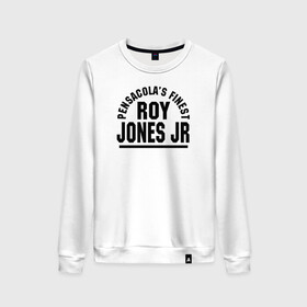 Женский свитшот хлопок с принтом Roy Jones Jr. , 100% хлопок | прямой крой, круглый вырез, на манжетах и по низу широкая трикотажная резинка  | captain hook | roy jones | roy levesta jones | бокс | капитан хук | рой джонс