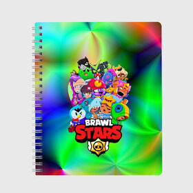 Тетрадь с принтом BRAWL STARS , 100% бумага | 48 листов, плотность листов — 60 г/м2, плотность картонной обложки — 250 г/м2. Листы скреплены сбоку удобной пружинной спиралью. Уголки страниц и обложки скругленные. Цвет линий — светло-серый
 | Тематика изображения на принте: 8 bit | 8 бит | bibi | brawl stars | crow | el brown | leon | leon shark | max | mr.p | sally leon | shark | stars | virus | werewolf | акула | биби | вирус | ворон | леон | оборотень | пингвин