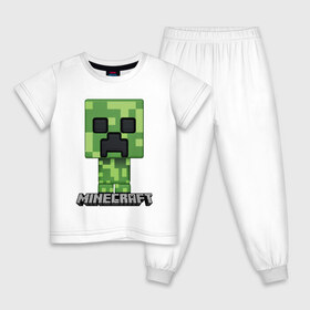 Детская пижама хлопок с принтом MINECRAFT , 100% хлопок |  брюки и футболка прямого кроя, без карманов, на брюках мягкая резинка на поясе и по низу штанин
 | block | creeper | cube | minecraft | pixel | блок | геометрия | крафт | крипер | кубики | майнкрафт | пиксели
