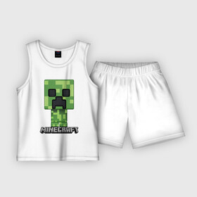 Детская пижама с шортами хлопок с принтом MINECRAFT ,  |  | block | creeper | cube | minecraft | pixel | блок | геометрия | крафт | крипер | кубики | майнкрафт | пиксели