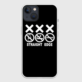 Чехол для iPhone 13 с принтом straight edge ,  |  | edge | hardcore | no drugs | straight | straight edge | sxe | грань | четкая | чёткая грань