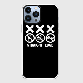 Чехол для iPhone 13 Pro Max с принтом straight edge ,  |  | Тематика изображения на принте: edge | hardcore | no drugs | straight | straight edge | sxe | грань | четкая | чёткая грань