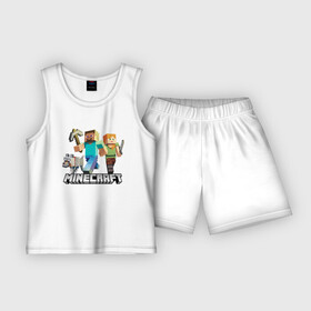 Детская пижама с шортами хлопок с принтом MINECRAFT  МАЙНКРАФТ (Z) ,  |  | block | creeper | cube | minecraft | pixel | блок | геометрия | крафт | крипер | кубики | майнкрафт | пиксели