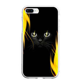 Чехол для iPhone 7Plus/8 Plus матовый с принтом Грозовой кошак , Силикон | Область печати: задняя сторона чехла, без боковых панелей | глаза | грозовой | кот | кошак | молнии | пламя | разряды | черный