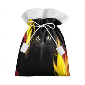 Подарочный 3D мешок с принтом Грозовой кошак , 100% полиэстер | Размер: 29*39 см | глаза | грозовой | кот | кошак | молнии | пламя | разряды | черный