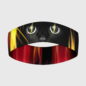 Повязка на голову 3D с принтом Грозовой кошак ,  |  | глаза | грозовой | кот | кошак | молнии | пламя | разряды | черный