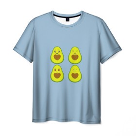 Мужская футболка 3D с принтом Авокадо , 100% полиэфир | прямой крой, круглый вырез горловины, длина до линии бедер | авокадо | авокадо с сердечком | авокадо сердечко | авокадо сердце | авокадо эмоции | сердечко | четыре | четыре авокадо
