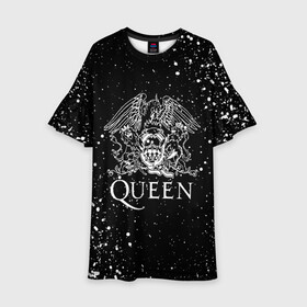 Детское платье 3D с принтом QUEEN | КВИН (Z) , 100% полиэстер | прямой силуэт, чуть расширенный к низу. Круглая горловина, на рукавах — воланы | queen | rock | брайан мэи | группа queen | группа квин | джон дикон | квин | королева | король | роджер тейлор | рок | фредди меркьюри