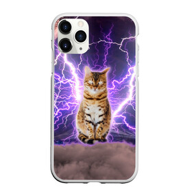 Чехол для iPhone 11 Pro Max матовый с принтом Котушка Теслы , Силикон |  | cat | lightning | lightning cat | tesla | арт с котом | грозовой кошак | катушка теслы | кот | кот мем | котейка | котушка теслы | котяра | кошак | кошка | мем с котом | молнии | тесла
