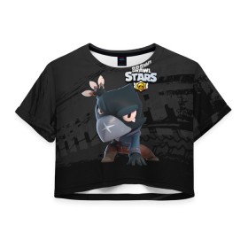 Женская футболка Crop-top 3D с принтом Brawl Stars Crow (Ворон) , 100% полиэстер | круглая горловина, длина футболки до линии талии, рукава с отворотами | brawl | brawl stars | brawlstars | brawlstarsmemes | brawl_stars | clashofclans | clashroyale | colt | plp | supercell | бравл | бравлстарс | кольт