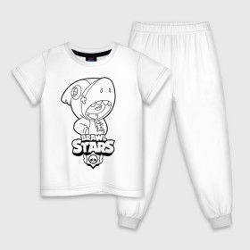 Детская пижама хлопок с принтом Brawl Stars LEON (раскраска) , 100% хлопок |  брюки и футболка прямого кроя, без карманов, на брюках мягкая резинка на поясе и по низу штанин
 | 