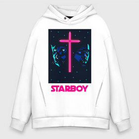 Мужское худи Oversize хлопок с принтом STARBOY , френч-терри — 70% хлопок, 30% полиэстер. Мягкий теплый начес внутри —100% хлопок | боковые карманы, эластичные манжеты и нижняя кромка, капюшон на магнитной кнопке | blinding lights | heartless | starboy | the weekend | уикенд