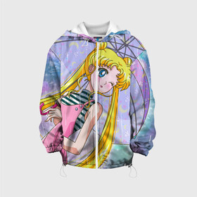 Детская куртка 3D с принтом Sailor Moon , 100% полиэстер | застежка — молния, подол и капюшон оформлены резинкой с фиксаторами, по бокам — два кармана без застежек, один потайной карман на груди, плотность верхнего слоя — 90 г/м2; плотность флисового подклада — 260 г/м2 | Тематика изображения на принте: baby | bunny | girl | like | pink | sailormoon | usagi | вода капли | воин | волосы | глаза | девушка | дождь | зайчик | зонтик | котик | кролик | лето | луна | малышка | матроска | небо | облака | природа | радуга | розовый