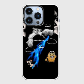 Чехол для iPhone 13 Pro с принтом Грозовой, кошак (кара) ,  |  | глаза | грозовой | зубы | кот | кошак | красный | молнии | пламя | разряды | черный