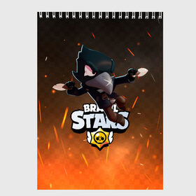 Скетчбук с принтом Brawl Stars Crow (Ворон) , 100% бумага
 | 48 листов, плотность листов — 100 г/м2, плотность картонной обложки — 250 г/м2. Листы скреплены сверху удобной пружинной спиралью | brawl | brawl stars | brawlstars | brawl_stars | бравл | бравлстарс | ворон | огонь