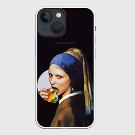 Чехол для iPhone 13 mini с принтом Het meisje met de parel ,  |  | бургер | девушка с жемчужиной | девушка с жемчужной серёжкой | картина | мара | руни мара | серёжка | ян вермеер